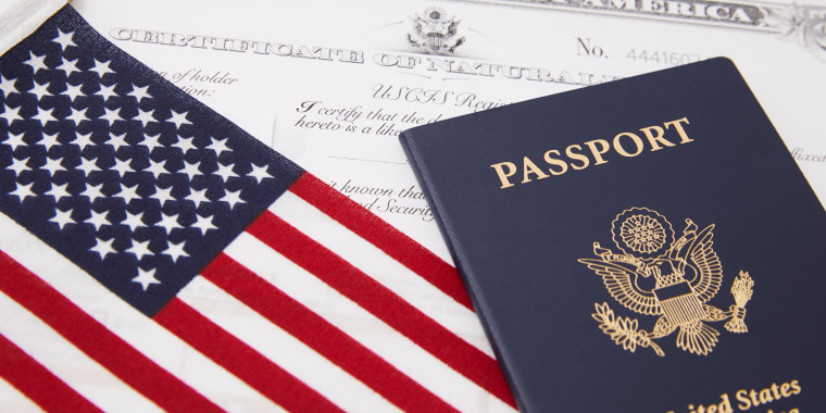 Certificate of Naturalization , USA Passport, USA flag
