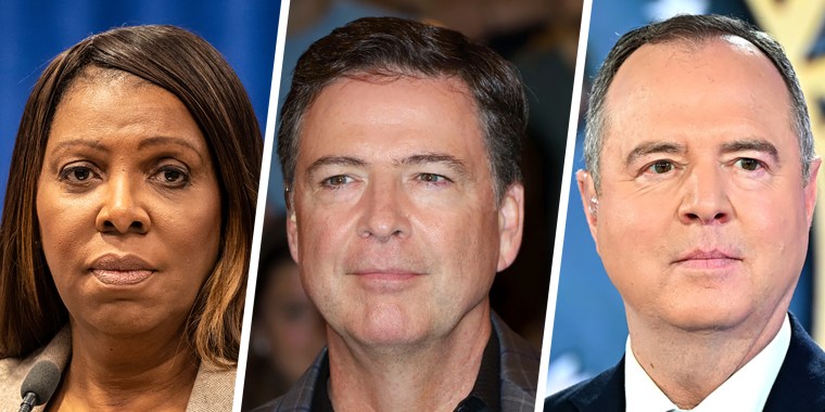 Letita James; James Comey; Adam Schiff.