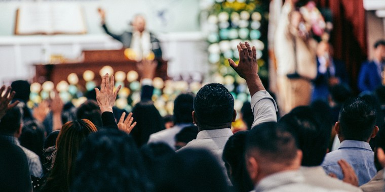 Congregants at Sunday service.