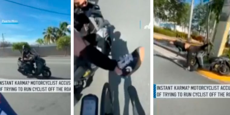 "Karma": una moto cae en la carretera tras acosar a ciclista