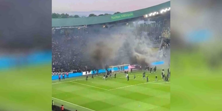 Aficionados invaden la cancha en un partido en Francia