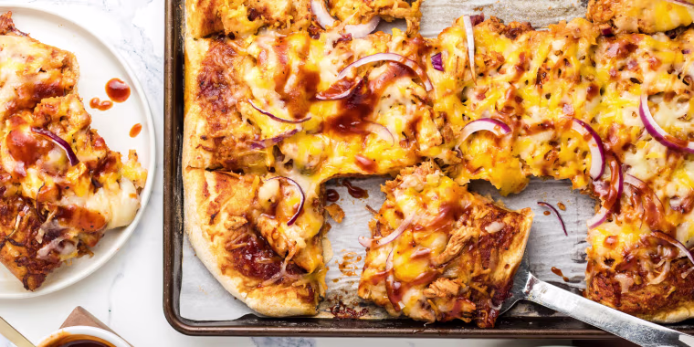 Joy Bauer's Sheet-Pan Barbecue Chicken Pizza.
