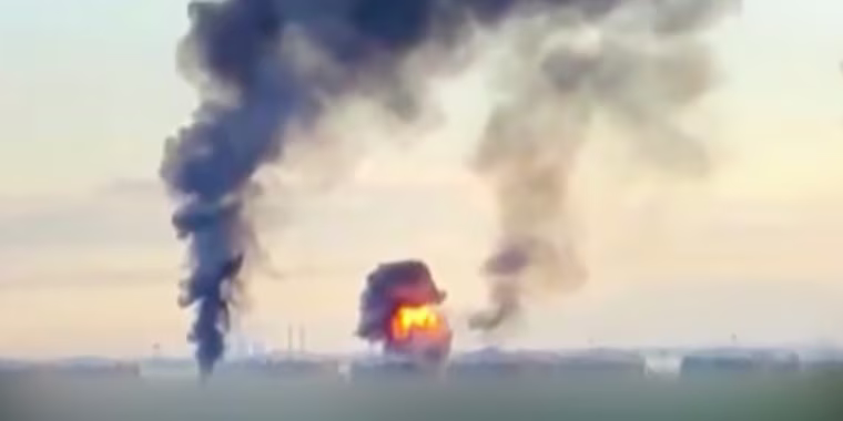 Video posted by Zelenskyy shows Ukrainian drone attacks on the oil refinery in St. Petersburg, Russia (June 3)