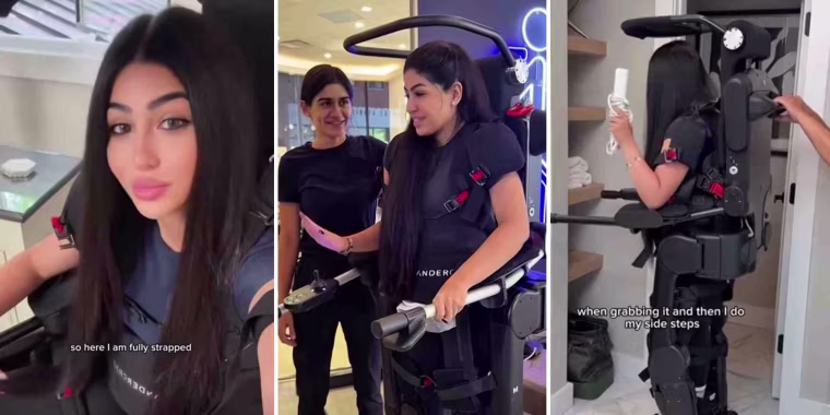 Una joven con parálisis se emociona al volver a caminar gracias a un exoesqueleto