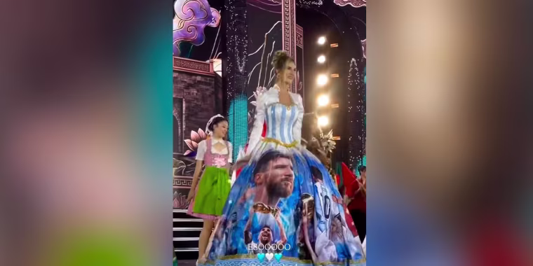Miss Mundo Argentina viste traje dedicado a Messi en Vietnam