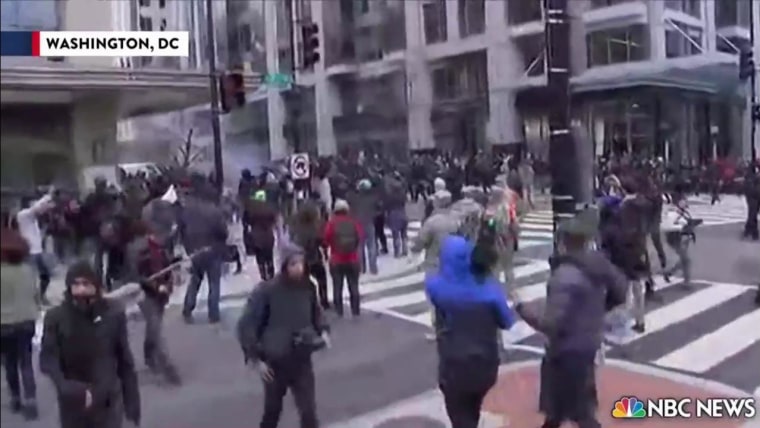Protests Erupt In Streets of Washington on Inauguration Day