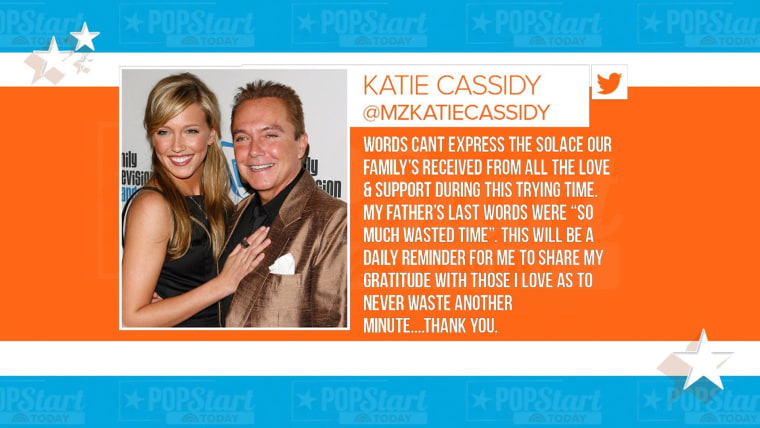 Katie Cassidy Reveals Her Father David Cassidys Last Words In An Emotional Tweet 7054