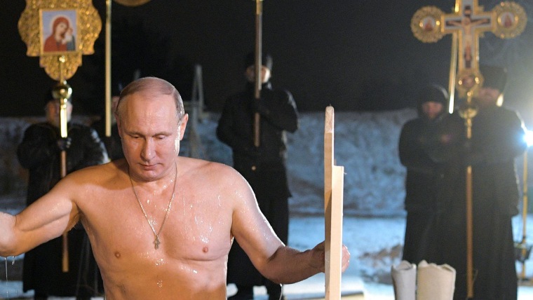 Shirtless Vladimir Putin Takes Dip In Icy Russian Lake