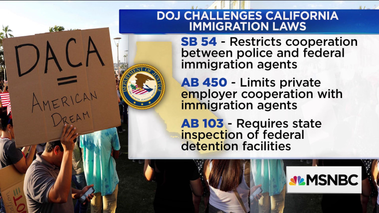 وزارت دادگستري ترامپ، كاليفرنيا را به دليل اعمال قانون مهاجرت تحت تعقيب قرار داد.