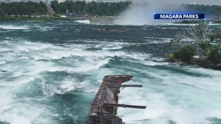 Massive ship stranded on rocks at Niagara Falls for 101 years dislodged