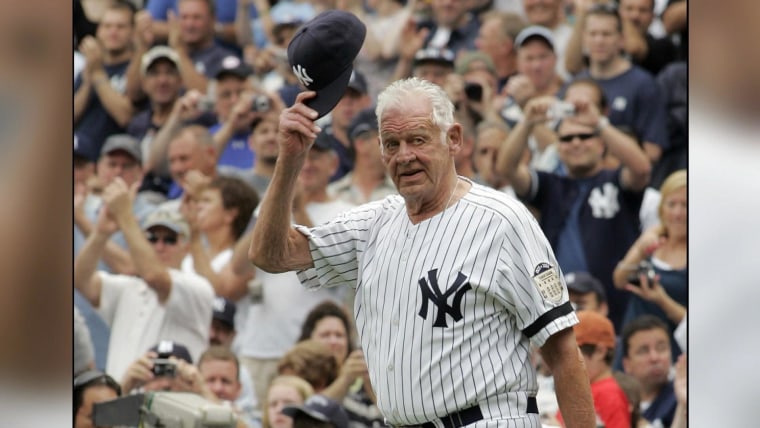 Pitcher Don Larsen, a former Oriole who as a Yankee threw the