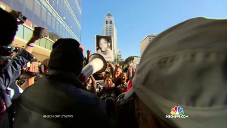Protests in Los Angeles Over Police Shooting of Homeless Man