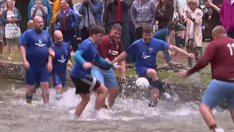 Watch: Two teams make a splash at water soccer