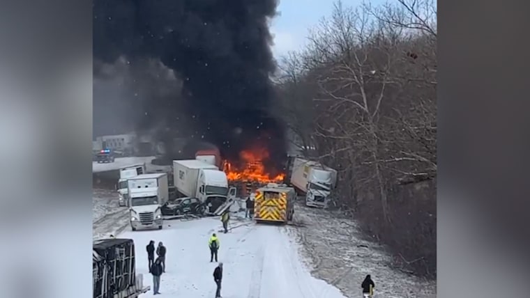 Video shows aftermath of Pennsylvania interstate car pileup that killed three people