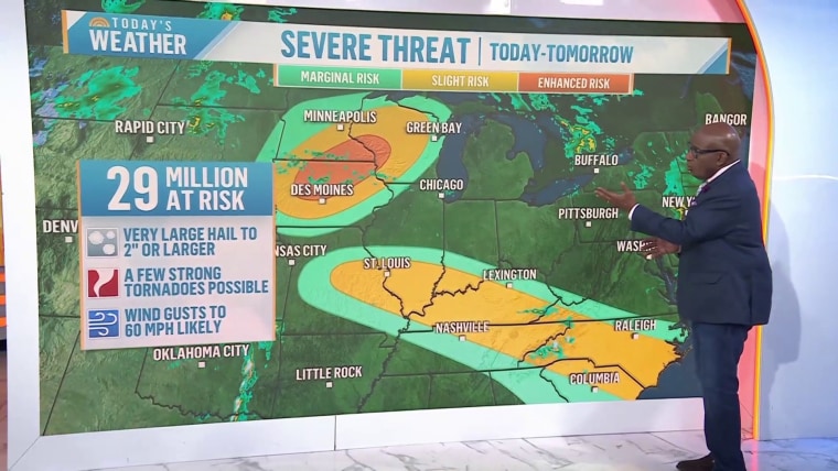 29 million at risk for severe weather, with chance of tornadoes