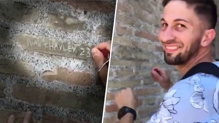 tourist who carved name in colosseum