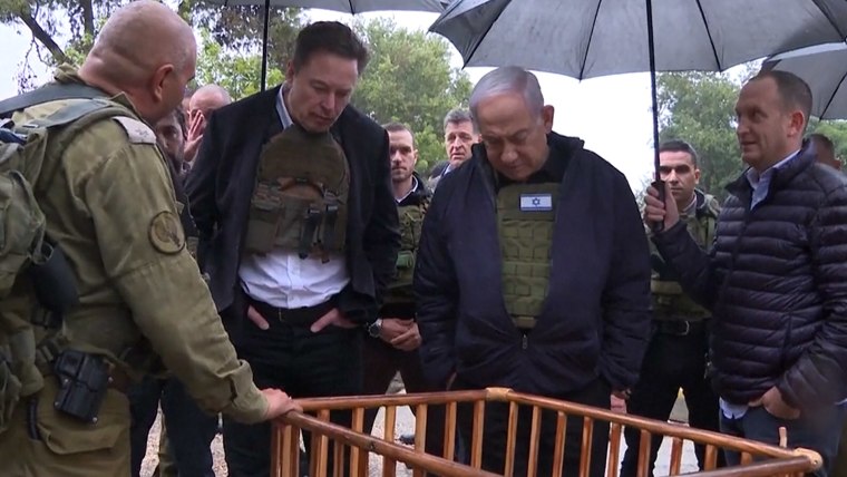 Elon Musk visits Kfar Aza kibbutz with Israeli PM Netanyahu