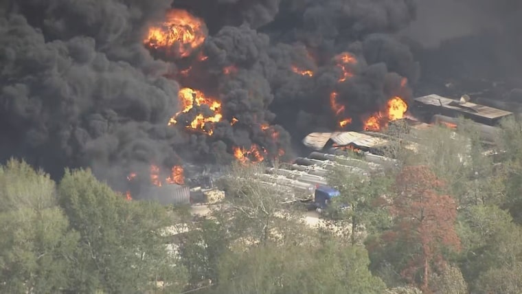 Massive chemical plant fire burns near Shepherd, Texas