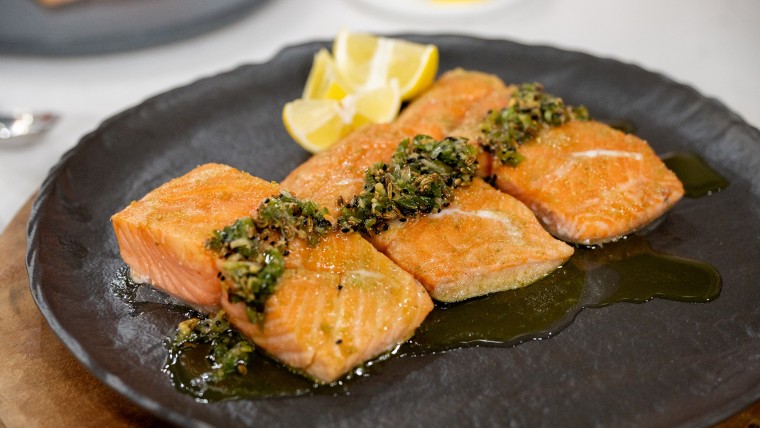 Roasted salmon with tableside tadka: Get the recipe!
