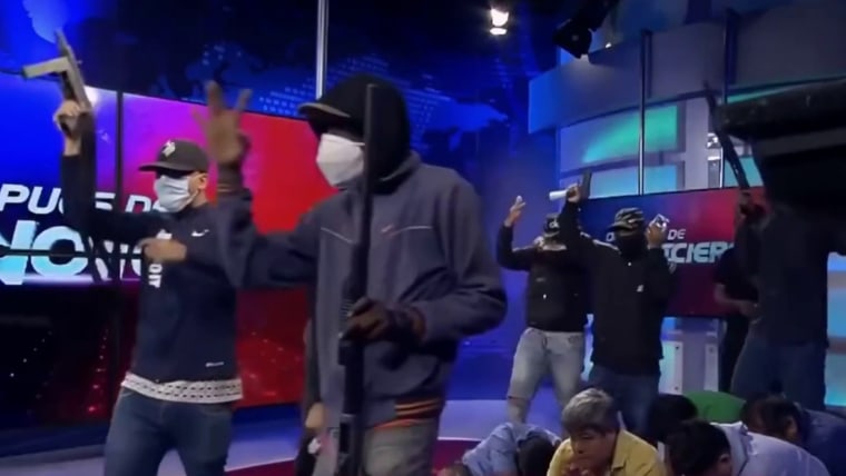 Armed men take over live TV broadcast in Ecuador