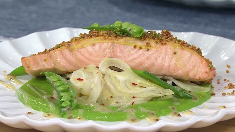 Herb-crusted salmon and veggies: Get Curtis Stone’s recipe