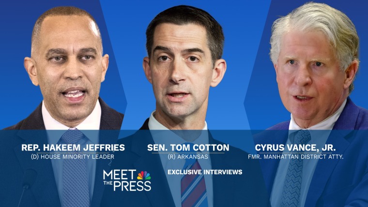 June 2 — Sen. Cotton, Minority Leader Jeffries, fmr. Manhattan DA Cyrus Vance, Jr.