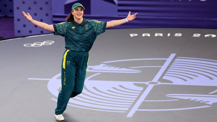 Raygun tries 'kangaroo hop' during breaking performance at Paris Olympics