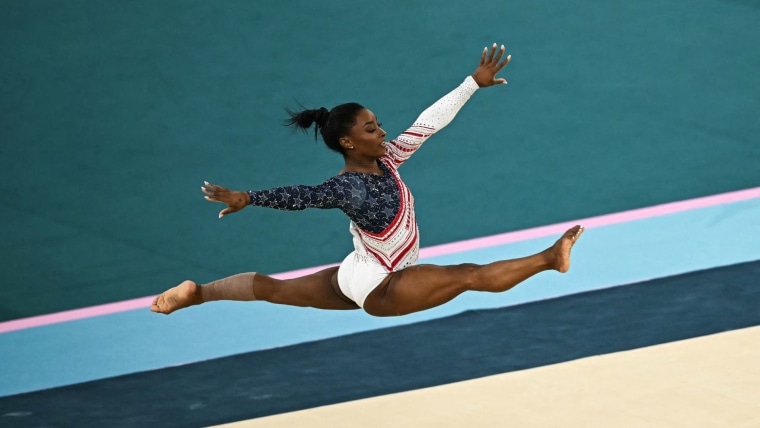 Simone Biles stellar on floor to secure team gold in Paris