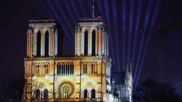 Exterior view of Notre Dame Cathedral as restoration work wraps up.