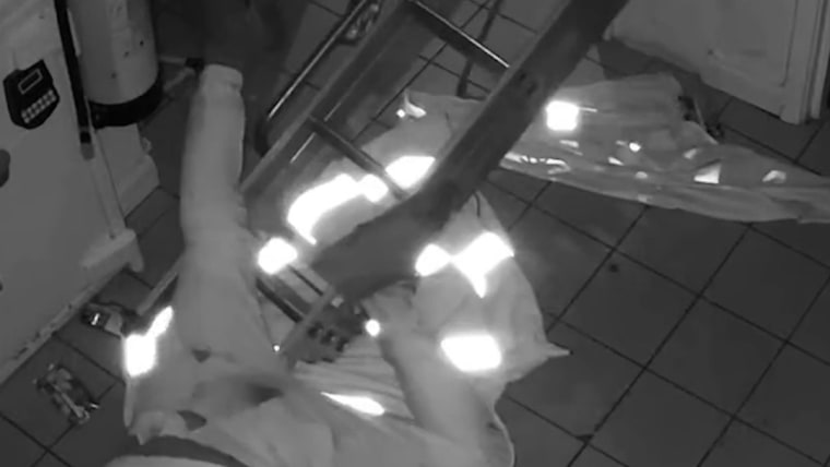 Burglar’s fumbled escape caught on camera