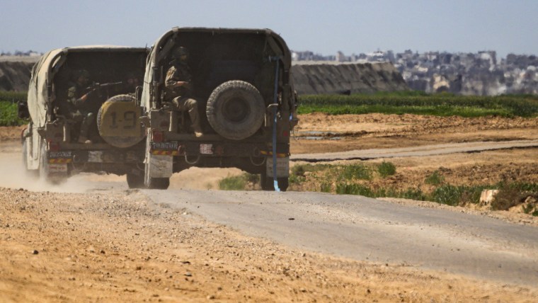 IDF vehicles with soldiers