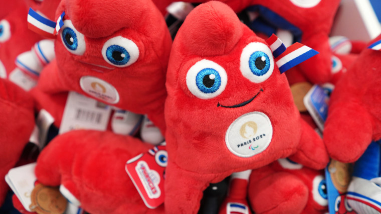 Central Paris Ahead of the Olympic Games mascot Phyrge 