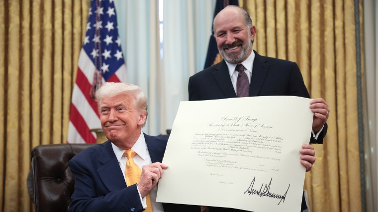 President Trump Swears In Howard Lutnick As Commerce Secretary happy smile politics political politician