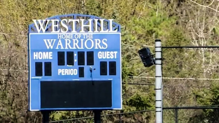 Westhill High School scoreboard outside