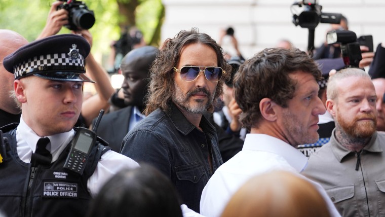 Russell Brand arriving at Westminster Magistrates' Court in London