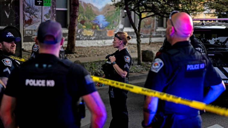 Police set up a road block 