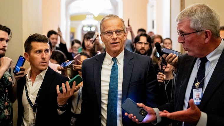 Senate Majority Leader John Thune (R-SC) at the Capitol in Washington, D.C., on June 27, 2025.