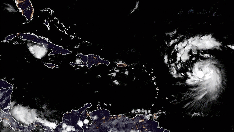Tropical Storm Erin in the Atlantic on Aug. 15, 2025.
