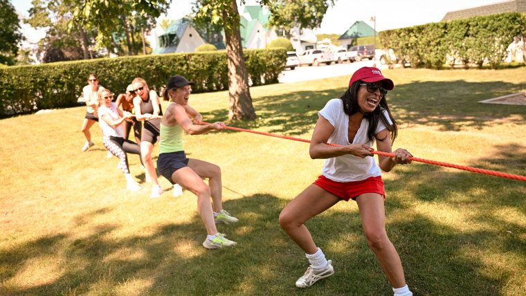 Anu Duggal playing tug of war