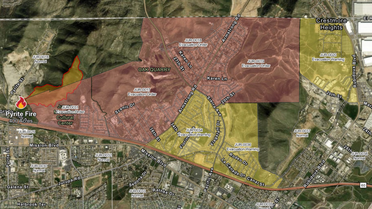 Evacuation orders issued by the California Department of Forestry and Fire Protection.