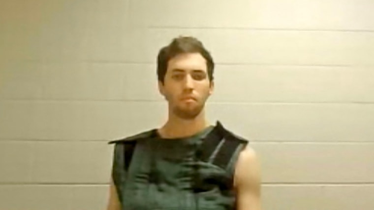 A screengrab from the Utah Court live streaming shows Tyler Robinson