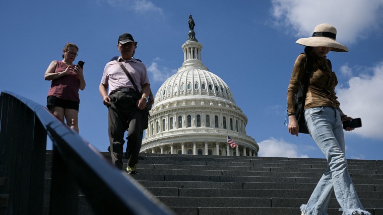 Visitors outside the Capitol on Sept. 18, 2025.