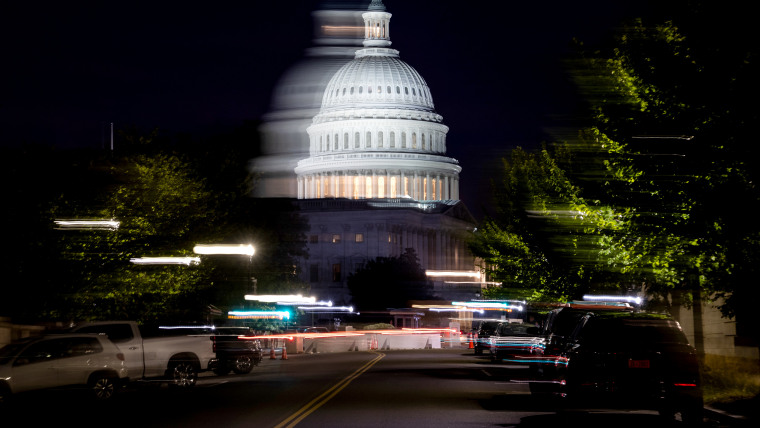 The dome of the Capitol, blurred, in Washington.
