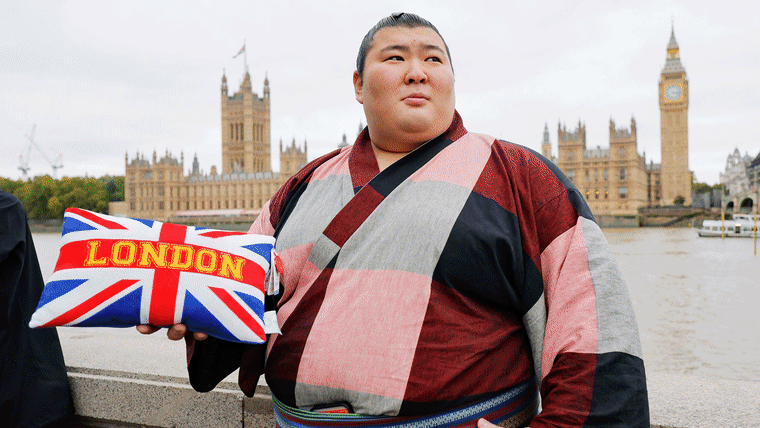 Sumo wrestlers in London on Oct. 14, 2025.