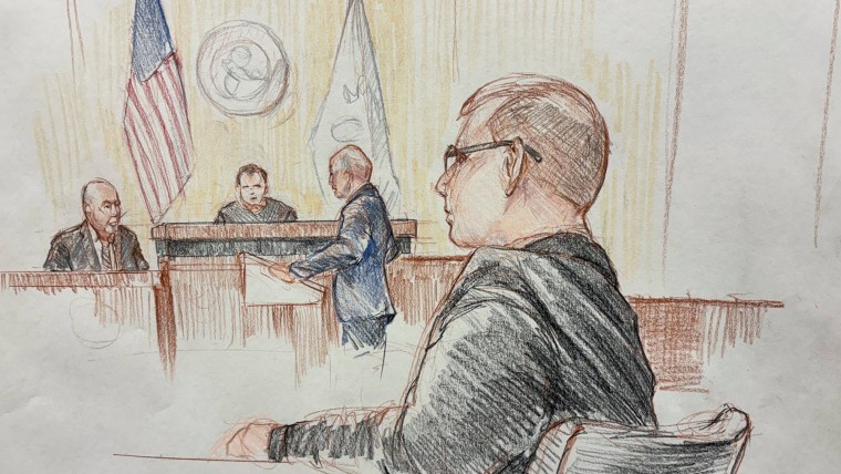 A sketch of Sean Grayson seated in court