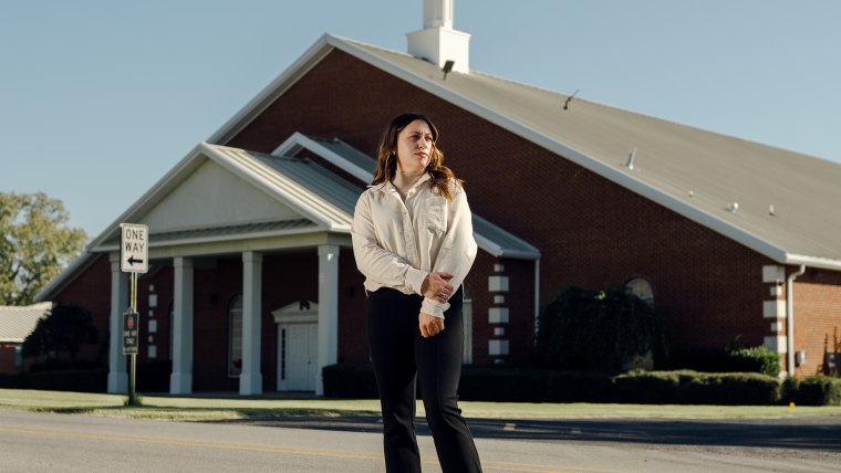 Stephanie Davis stands outside the Refuge Church of the Assemblies of God