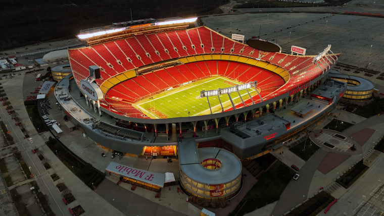 Overhead image of Arrowhead Stadium, in Kansas City, MO.