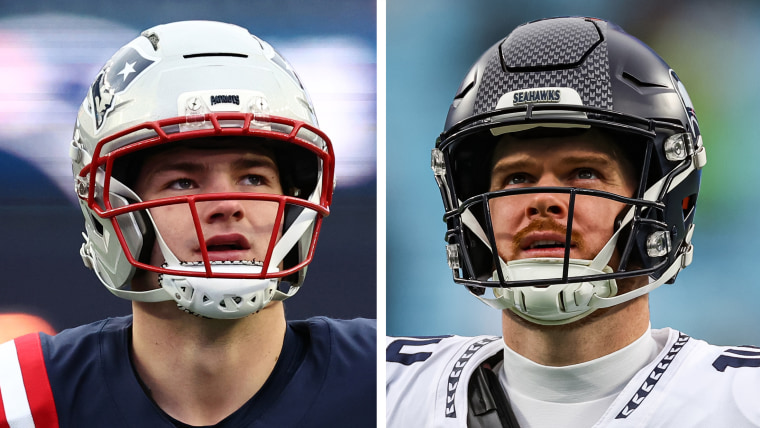 Drake Maye of the New England Patriots and Sam Darnold of the Seattle Seahawks.