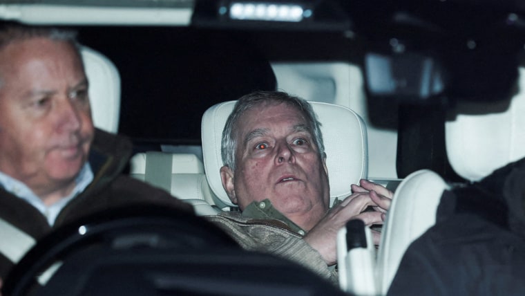 Andrew Mountbatten Windsor seen inside of a car