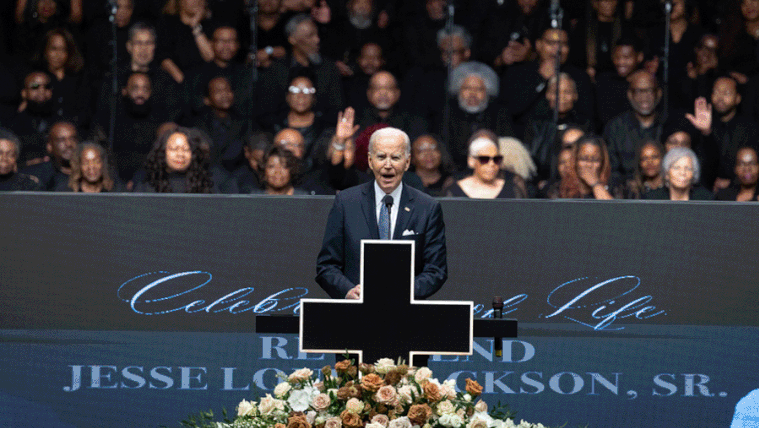 Joe Biden; Opal Staples; Barack Obama, Joe Biden, Kamala Harris, Hillary Clinton, Bill Clinton, Jill Biden; US singer Jennifer Hudson; The remains of civil rights activist Reverend Jesse Jackson.